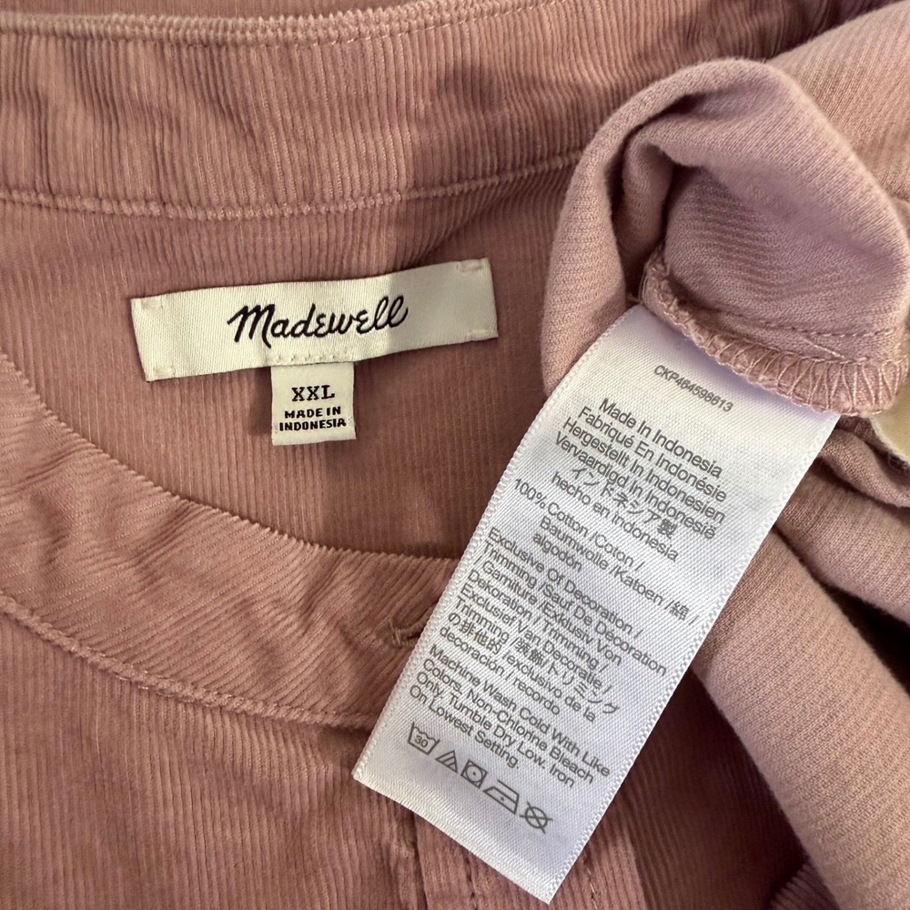 Madewell Corduroy Puff‎ Sleeve Midi Dress Size XXL Dusty Rose Pink Prairie - Picture 5 of 7